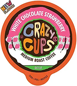 Crazy Cups Flavored Single-Serve Coffee for Keurig K-Cups Machines, Decaf White Chocolate Strawberry, 80 Pods per Box