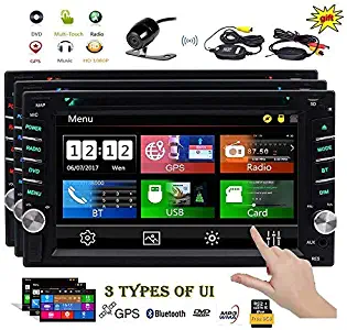 EINCAR Double 2 Din Car Stereo GPS Navigation Capaicitve Touchscreen Car Radio in Dash Bluetooth Head Unit 6.2 inch Car DVD CD Player MP3 USB SD 8GB Map Card+ 3 UIs Remote Wireless Reverse Camera