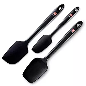 Award-Winning Professional Grade 3-Piece Black Silicone Spatula Set By DI ORO - 600°F Heat-Resistant Seamless Rubber Spatulas - Best Spoonula, Small Spatula, Large Spatula for Cooking & Baking