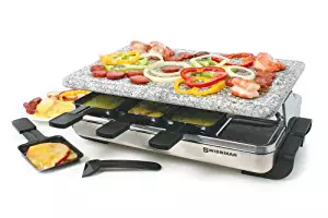 Swissmar KF-77081 Stelvio 8-Person Raclette with Granite Stone Grill Top, Brushed Stainless Steel