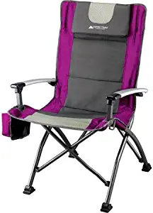 Ozark Trail Ultra High Back Folding Quad Camp Chair, Gray/Pink, 300 Pounds Weight Capacity, Made of Durable Steel Frame, Fabric Cup Holder, Perfect Seat for Outdoor Relaxation , FC-023