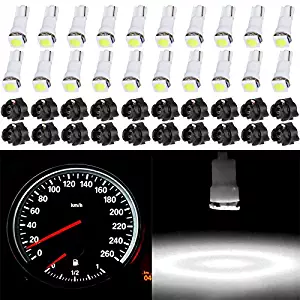 cciyu 20 Pack Xenon White Car T5 Wedge 17 37 70 5050 1SMD LED Instrument Panel Cluster Plug Lamp Dash Light Bulb Bulbs w/Twist Sockets