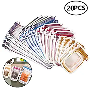 KERIQI Portable Mason Jar Bags Reusable Seal Food Saver Storage Bags Organizer Nuts Candy Cookies Snack Sandwich Ziplock Bags, Mixed Size Zipper Bags Grocery Bag