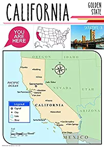 Eureka Capstone California State Bulletin Board for Teachers Classroom Decorations Set, 5pc, 17'' W x 24'' H