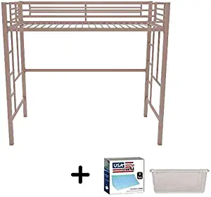Your Zone Metal Loft Twin Bed by SuperIndoor (Twin, Pink)