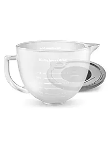 KitchenAid K5GBF Tilt-Head Frosted Glass Bowl with Measurement Markings and Lid, 5-Quart