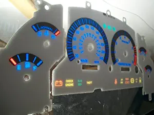 96 97 98 Mustang V8 GT White Face Glow Through Gauges Cluster Dash Kit in KPH