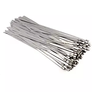 Stainless Steel Zip Ties Exhaust Wrap, TAKSDAI 100pcs 11.8" Metal Locking Wrap Ties Straps Header Wrap Exhaust Wrapping