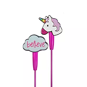 DCI in-Ear Headphones, Believe Unicorn Dreams Earbuds, Pink Cord, 3.5mm Socket, Smartphone, Laptop, Tablet Compatible