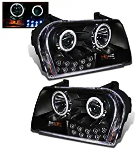 SPPC Projector Headlights L.E.D Black Assembly (CCFL Halo) For Chrysler 300 - (Pair) Includes Driver Left and Passenger Right Replacement Headlamp