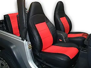 Iggee Jeep Wrangler 1997-2002 Black/Red Artificial Leather Custom fit Front and Rear seat Cover