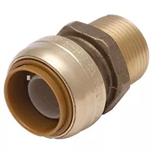 SharkBite U134LFA Straight Connector Plumbing Fitting, Male, 3/4 Inch by 3/4 Inch, MNPT, PEX Fittings, Push-to-Connect, Copper, CPVC