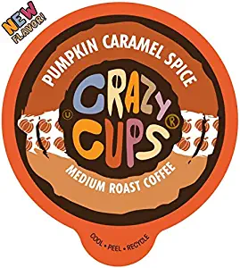Crazy Cups Flavored Coffee for Keurig K-Cup Machines, Pumpkin Caramel Spice, Hot or Iced Drinks, 22 Single Serve, Recyclable Pods