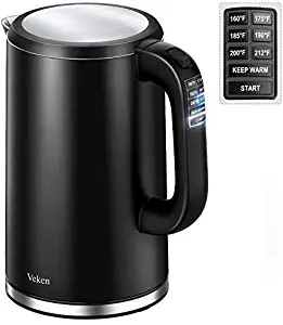 Veken Electric Kettle, 1.7L Temperature Control Water Boiler, Cool Touch Double Wall Stainless Steel Tea Kettle with Auto Shut-Off & Boil Dry Protection