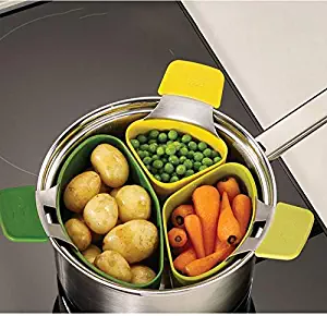 Steamer Basket Silicone Steam Cooker Instant Pot For Cooking Vegetable Food. Multi function Silicone + stainless steel Kitchen Accessories(3 Pcs/Set)