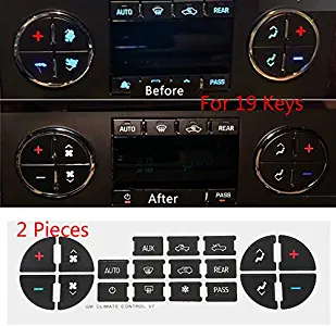 Usudu 2X AC Air Condition Dash Repair For 19 Keys Button Stickers Fix Faded Controls Stickers Auto Button Compatible For GM Tahoe, Suburban, Avalanche, Silverado, Yukon, Denali, Acadia, Sierr