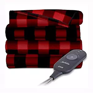 Sunbeam Electric Heated Fleece Throw, 50 x 60, Red/Black Plaid