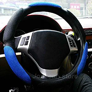 Rayauto Steering Wheel Cover -Odorless, Cooler Hands in Summer, Warmer Hands in Winter (Black Blue)