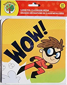 Wow Running Dash Superhero Classroom Decor Foil Paper Cut-Outs - 10 Count for Crafts and Party Decor