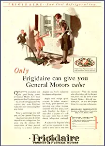 General Motors Value in 1927 Frigidaire Refrigerator Color Advertisement Original Paper Ephemera Authentic Vintage Print Magazine Ad/Article