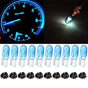 cciyu Blue Car T5 Halogen Lgiht Bulbs 70 2721 Instrument Panel Gauge Dash Light with Twist Lock Sockets