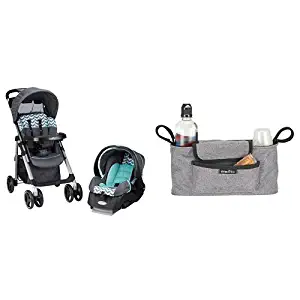 Evenflo Vive Travel System with Embrace, Spearmint Spree with Universal Stroller Organizer