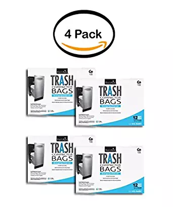 PACK OF 4 - Bestair Heavy Duty Compactor Bags, 16" D x 9" W x 17" H, 12 Ct