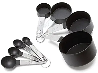 Cook's Corner 488BK 8PC Measuring Cups and Spoons Set, Black