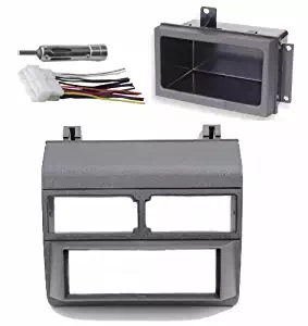 1988-1996 Gray Chevrolet & GMC Complete Single Din Dash Kit + Pocket Kit + Wire Harness + Antenna Adapter. (Chevy - Crew Cab Dually, Full Size Blazer, Full Size Pickup, Suburban, Kodiak) (GMC - Crew Cab Dually, Full Size Pickup Sierra, Suburban, Yukon) (1988, 1989, 1990, 1991, 1992, 1993, 1994, 1995, 1996)