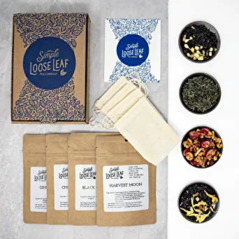 Simple Loose Leaf Tea - Curated Exploration of 4 Loose Leaf Tea Premium Blends - Hand packaged Tea Subscription Box: Sampler