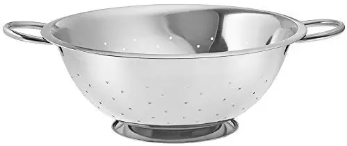 5 Quart Stainless Steel Colander with Non-Slip Handle and Stable Base, Polished Mirror Finish Strainer for Pasta Noodles Fruits Vegetables, Colanders by Tezzorio