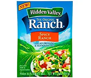 Hidden Valley Spicy Ranch Salad Dressing & Seasoning Mix (Pack of 4) 1 oz Packets