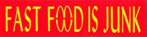 Infamous Network Fast Food is Junk - Small Bumper Magnetic Sticker/Decal Magnet (5.5" X 1.5")