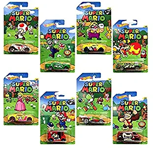 Hot Wheels, Super Mario, Bundle of 8 Die-Cast Cars, 1:64 Scale