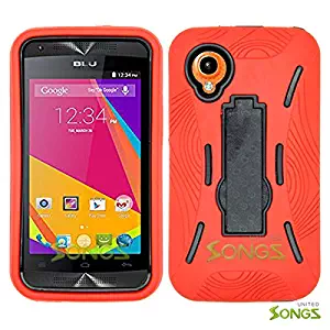 Premium Rugged Heavy Duty Drop Proof Case With Kickstand For BLU Dash Music 2 D330 -Red