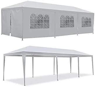 Smartxchoices 10' X 30' White Gazebo Canopy Tent Outdoor Wedding Party Camping Cater Events Pavilion Patio Tent with 8 Removable Sidewalls and Windows (10'x30')