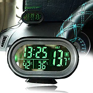 Vinmax Multi-Functional Car Digital Clock Alarm Thermometer Voltmeter LCD LED Auto Temperature Gauge Monitor DC 12V-24V