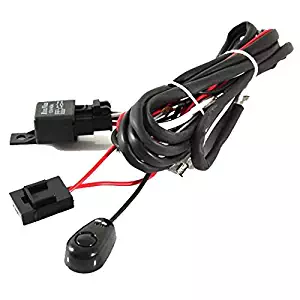iJDMTOY (1) Universal Fit Relay Harness Wire Kit with LED Light ON/OFF Switch For Fog Lights, Driving Lights, Xenon Headlight Lighting Kit or LED Work Light, etc