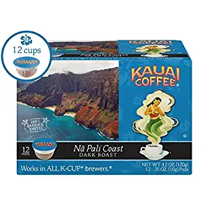 Kauai Coffee Single-serve Pods, Na Pali Coast Dark Roast – 100% Premium Arabica Coffee from Hawaii’s Largest Coffee Grower, Keurig-Compatible Cups - 12 Count