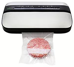 NutriChef Automatic Handheld Vacuum Sealer Machine - Simple & Compact Fresh Saver Meal - with Built-In Roll Storage & Cutter - Dry, Moist & Marinate Food Modes (Stainless Steel) … (Stainless steel)