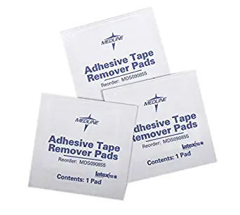 Medline Latex Free Individually Wrapped Adhesive Tape Remover Pads-100 Count (Packaging May Vary)