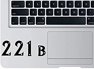 BYRON HOYLE Sherlock Holmes Decal 221B Decal for Laptop Wall 92 Decal for MacBook Trackpad Sherlock Holmes Address Sticker for Laptop