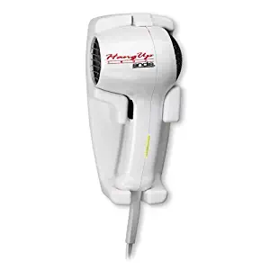 Andis 30125 1600-Watt Wall Mounted Hang Up Hair Dryer with Night Light, White