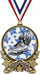 Crown Awards Running Medal - 3" Double Action 2.0 Gold Winged Foot Medals Prime