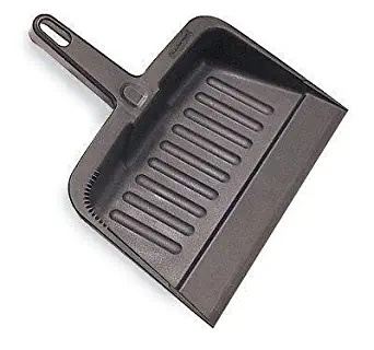 Rubbermaid Commercial Dust Pans, w/handle, 11 1/4 in x 12 4/5 in, Plastic, Black