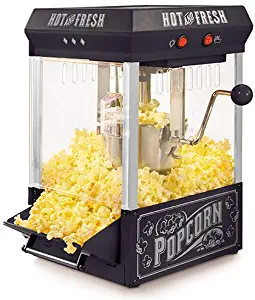Nostalgia KPM200BK 2.5-Ounce Tabletop Kettle Popcorn Maker Makes 10 Cups, With Kernel & Oil Measuring Spoon, Perfect for Birthday Parties, Movie Nights &ndash; Black
