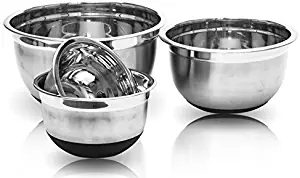 Imperial Home 4pc Stainless Steel Mixing Bowl Set with Non-Skid Silicone Bottoms