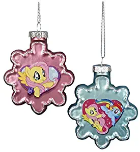Kurt Adler 2.5" Glass MY Little Pony Rainbow Dash & Shutterfly Snowflake Ornament 2/asstd