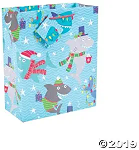 CHRISTMAS SHARK GIFT BAG - Party Supplies - 12 Pieces