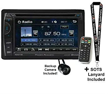 Power Acoustik PH-620 6.2" Double-DIN in-Dash DVD with Bullet Style Backup Camera and Sots Lanyard Bundle